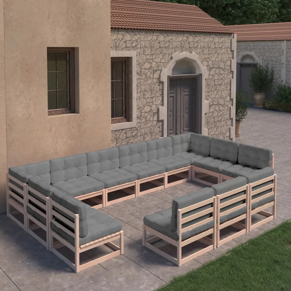 vidaXL Set Divani da Giardino 13 pz con Cuscini Legno Massello di Pino