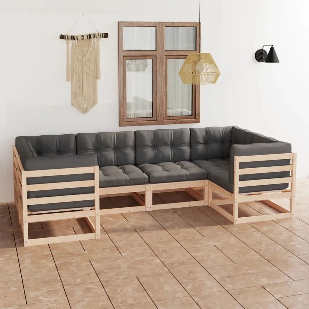 vidaXL Set Divani Giardino 6 pz con Cuscini in Legno Massello di Pino