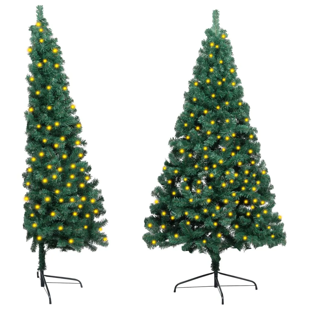 vidaXL Albero Natale Metà Preilluminato con Supporto Verde 150 cm PVC