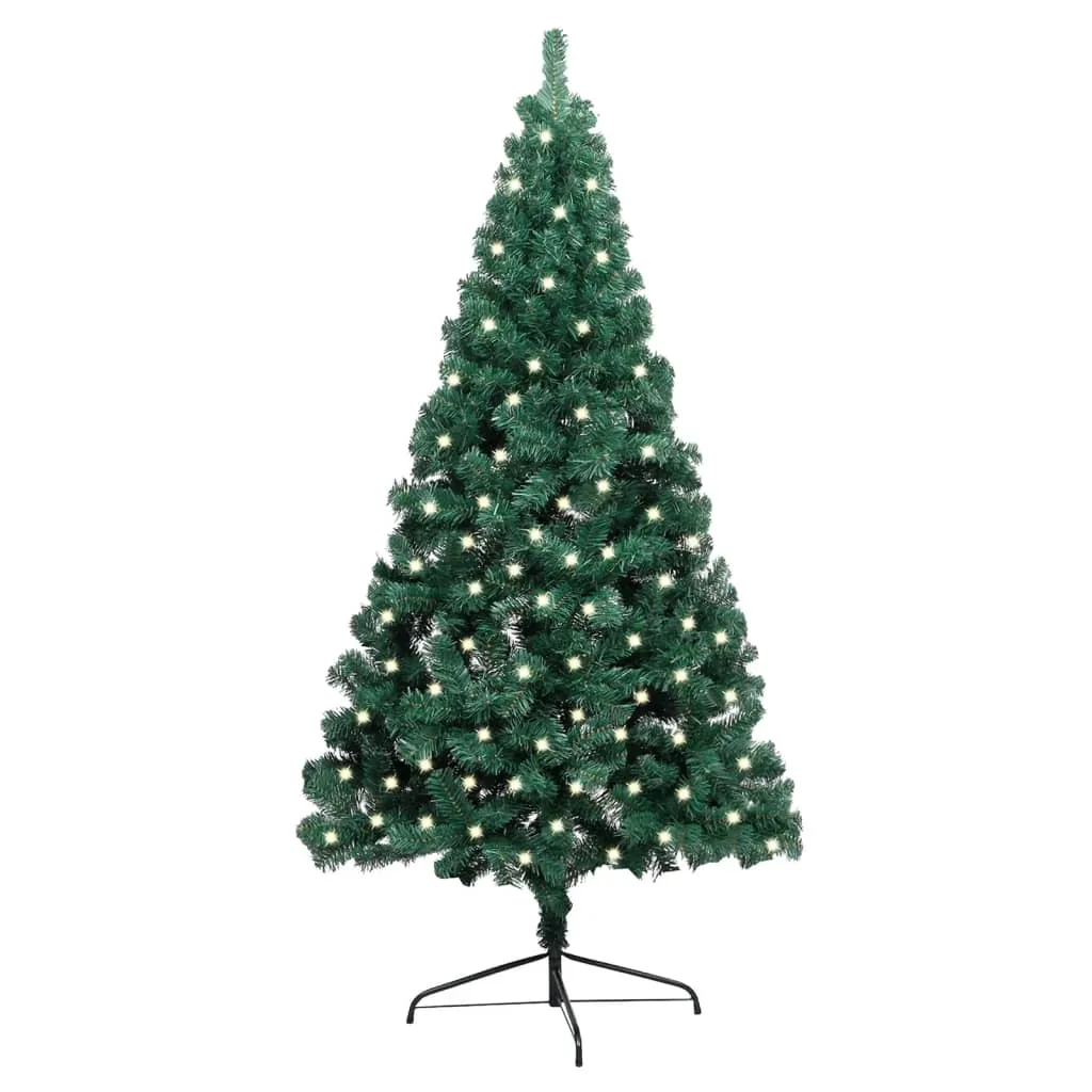 vidaXL Albero Natale Metà Preilluminato con Supporto Verde 240 cm PVC