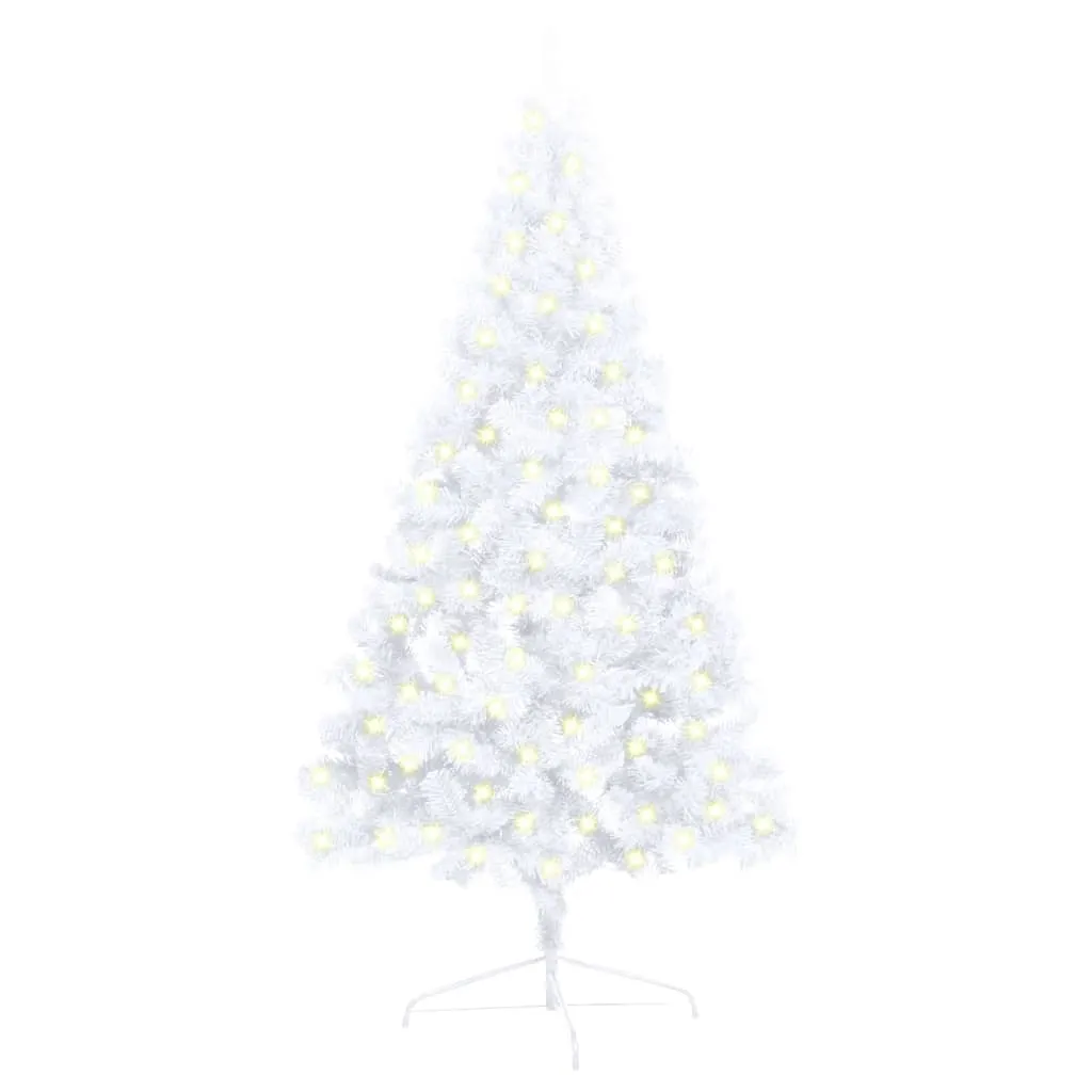 vidaXL Albero Natale Metà Preilluminato con Supporto Bianco 120 cm PVC