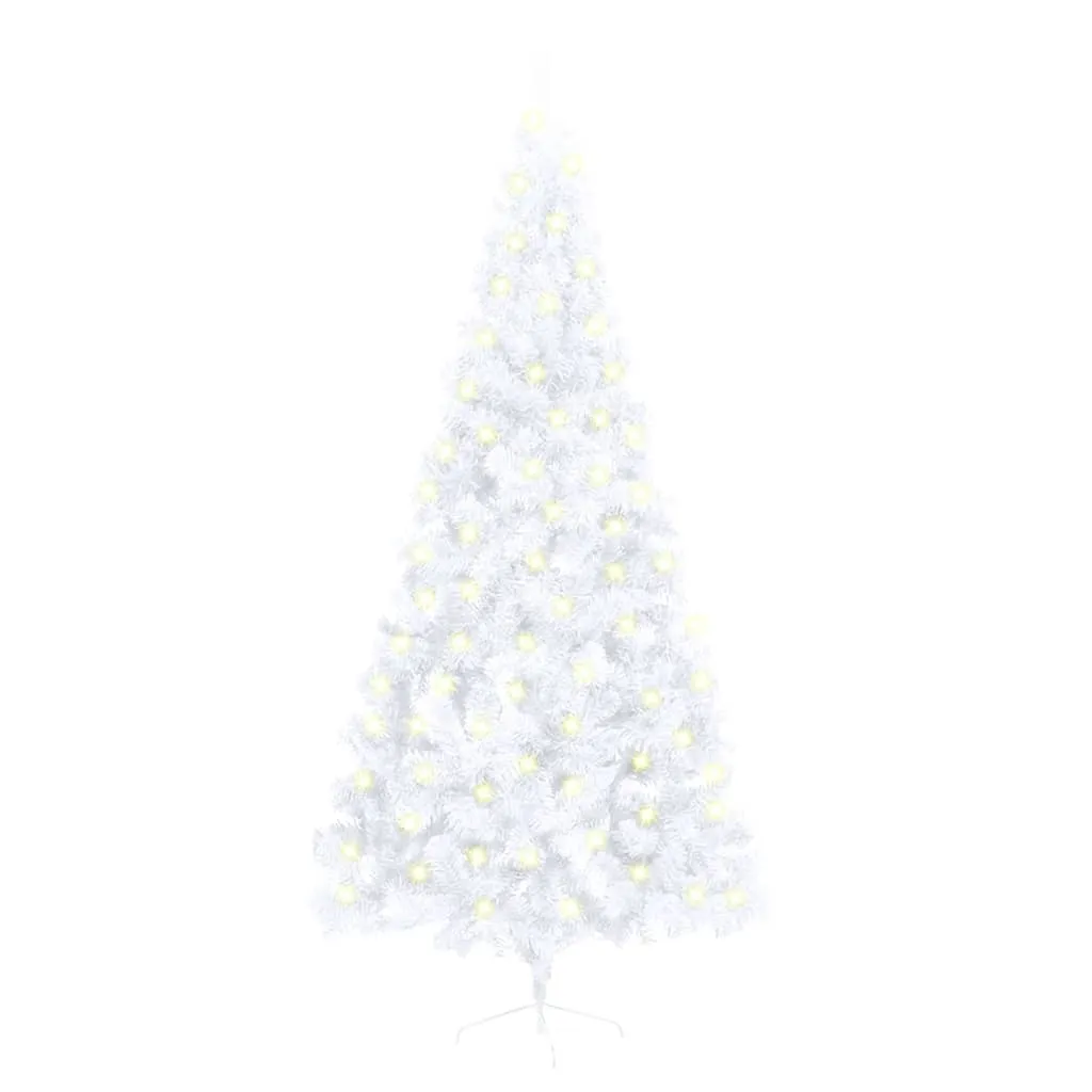 vidaXL Albero Natale Metà Preilluminato con Supporto Bianco 210 cm PVC