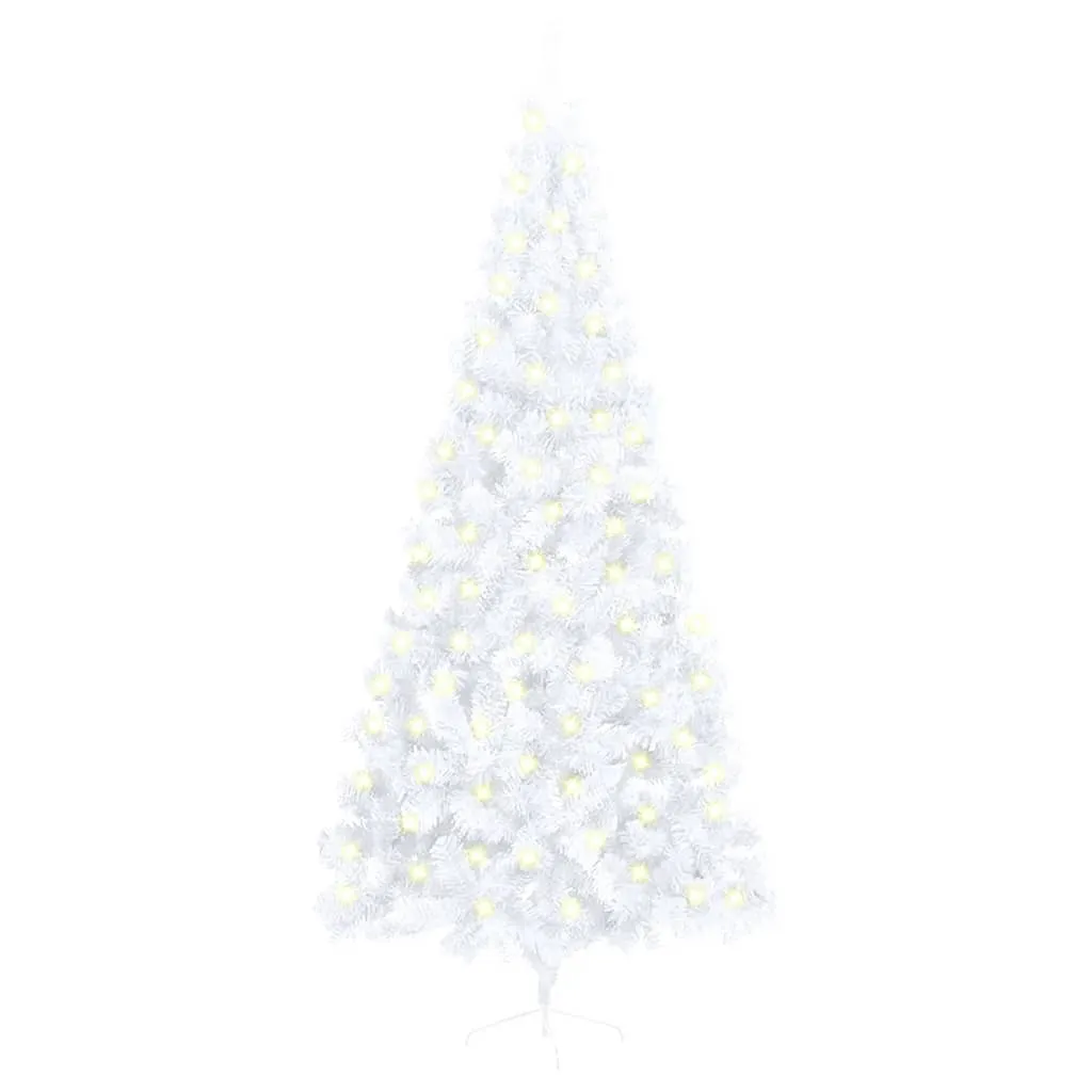 vidaXL Albero Natale Metà Preilluminato con Supporto Bianco 240 cm PVC