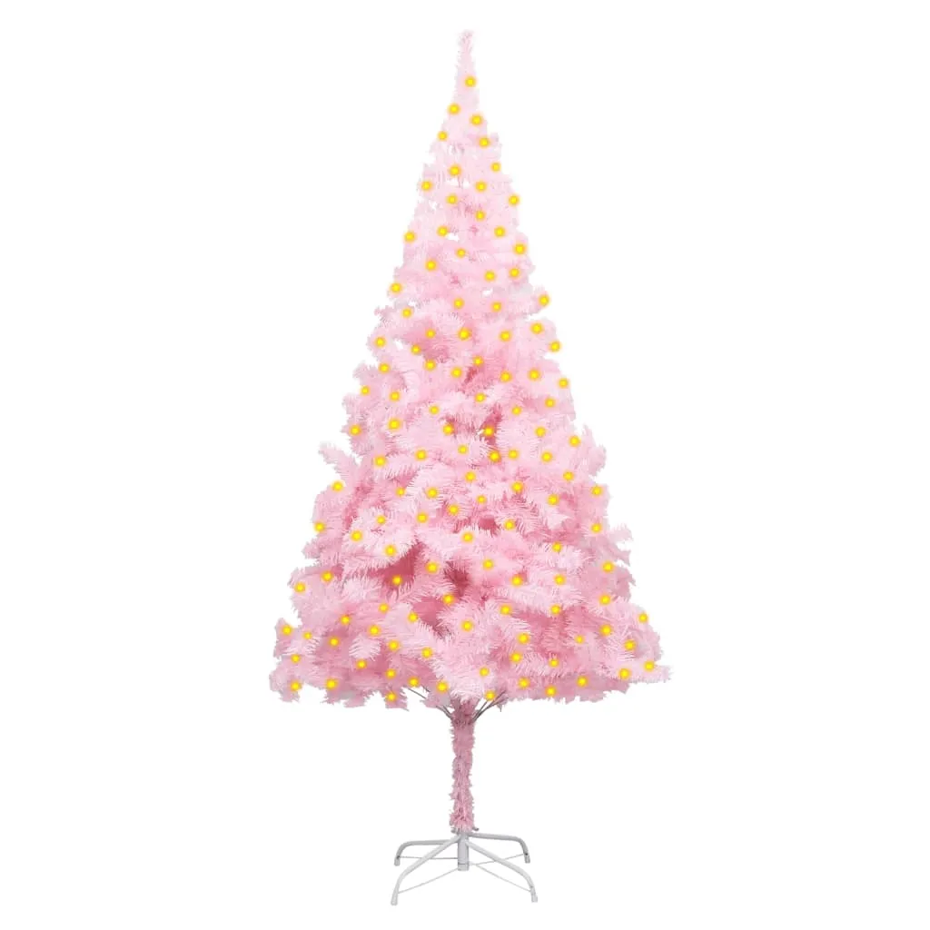 vidaXL Albero di Natale Preilluminato con Supporto Rosa 210 cm in PVC