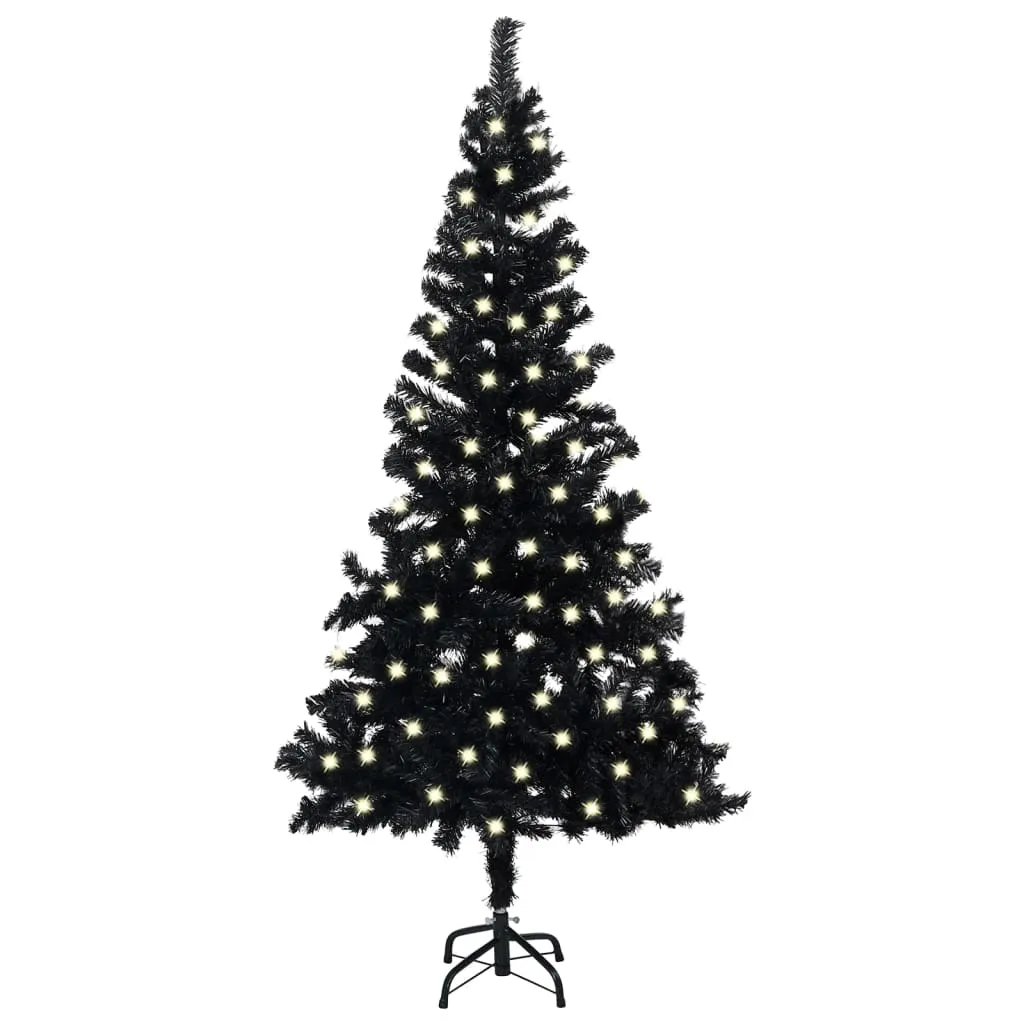 vidaXL Albero di Natale Preilluminato con Supporto Nero 120 cm in PVC