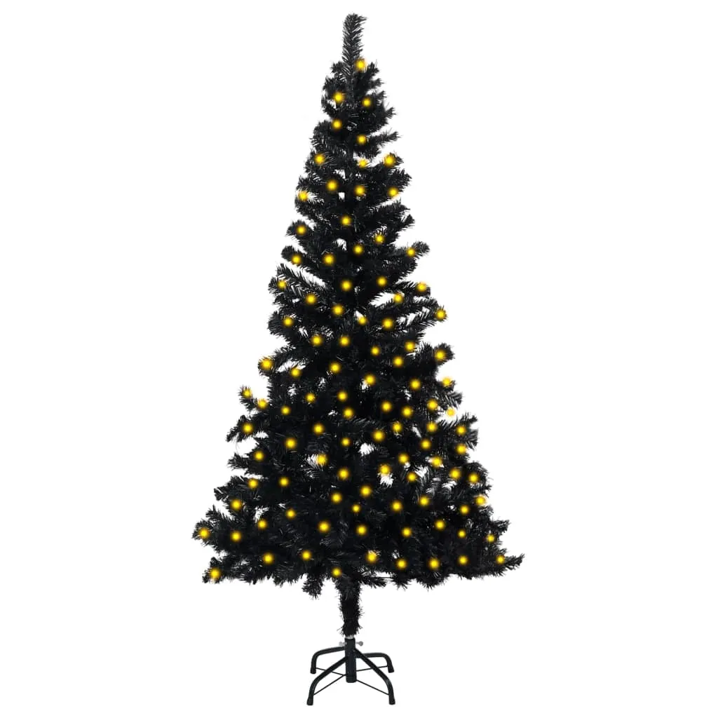 vidaXL Albero di Natale Preilluminato con Supporto Nero 150 cm