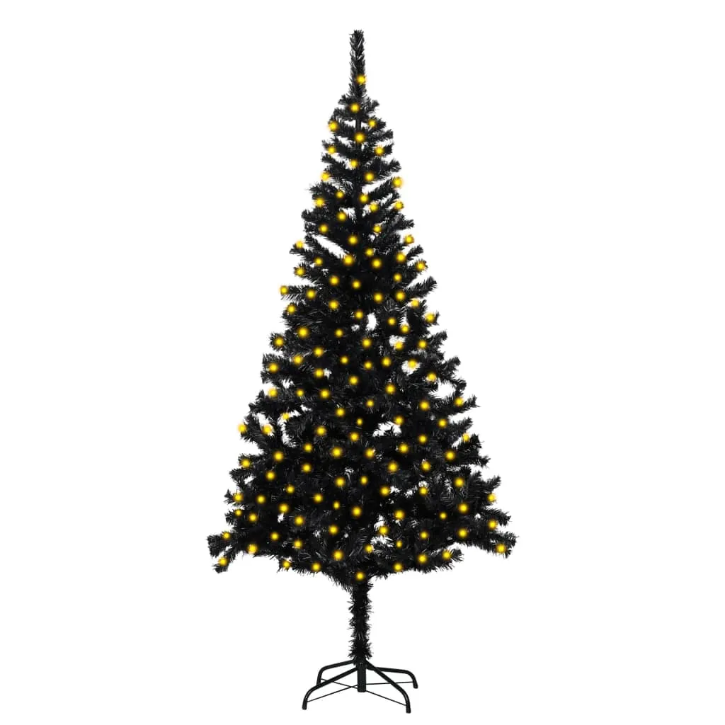 vidaXL Albero di Natale Preilluminato con Supporto Nero 210 cm