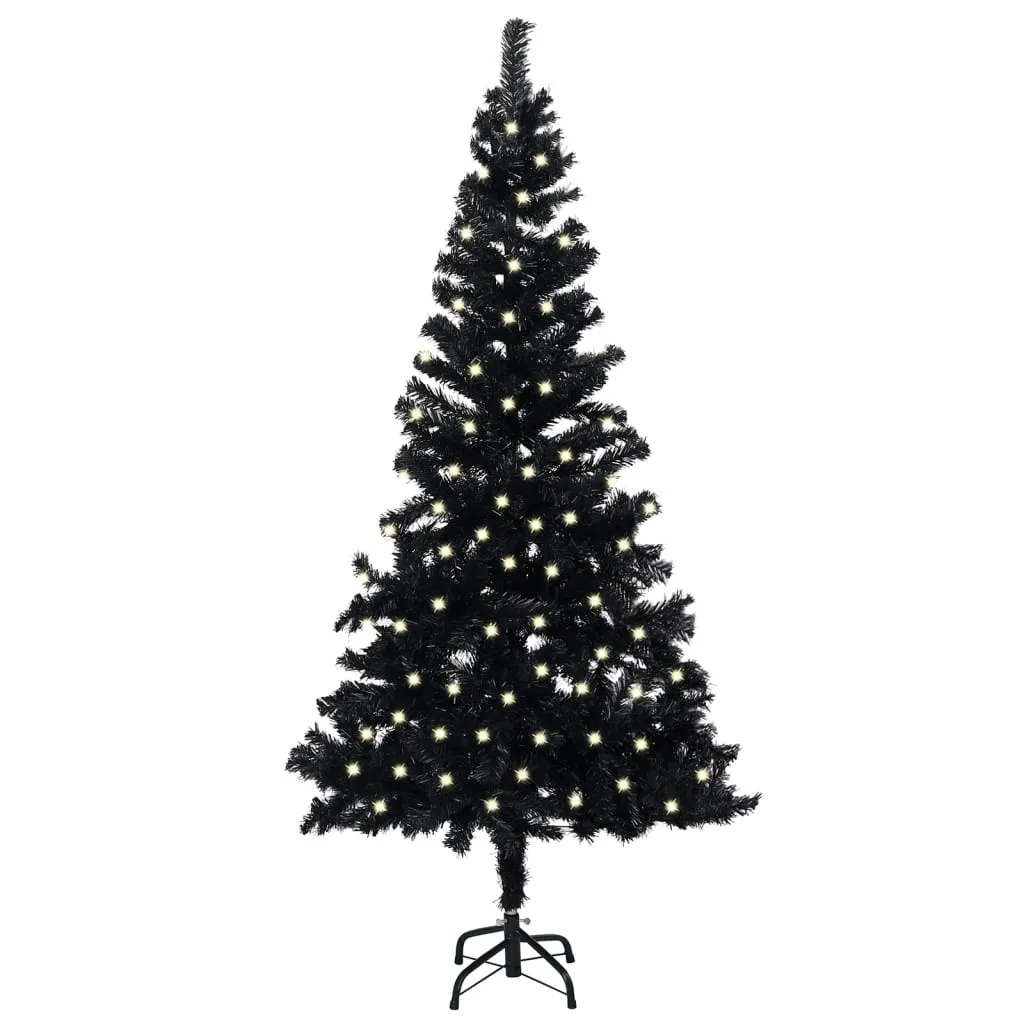 vidaXL Albero di Natale Preilluminato con Supporto Nero 240 cm