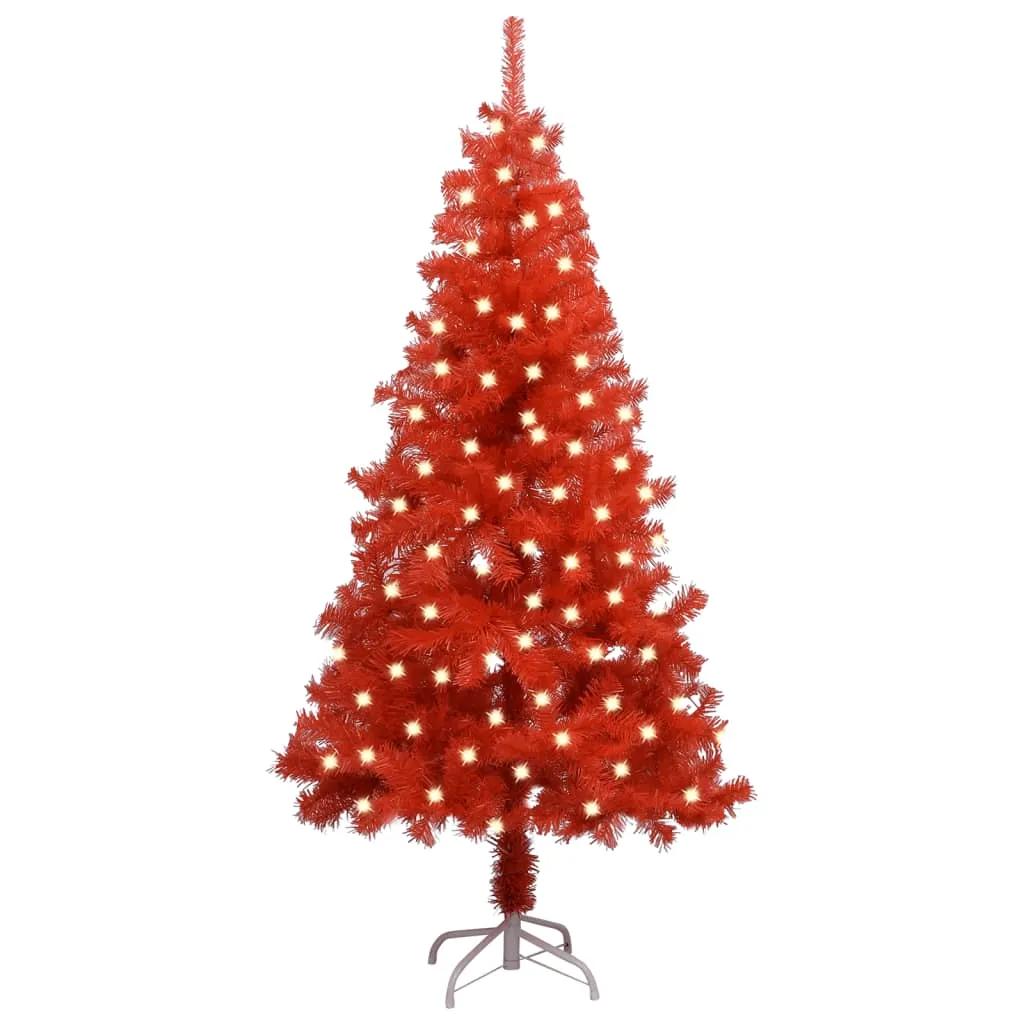 vidaXL Albero di Natale Preilluminato con Supporto Rosso 120 cm in PVC