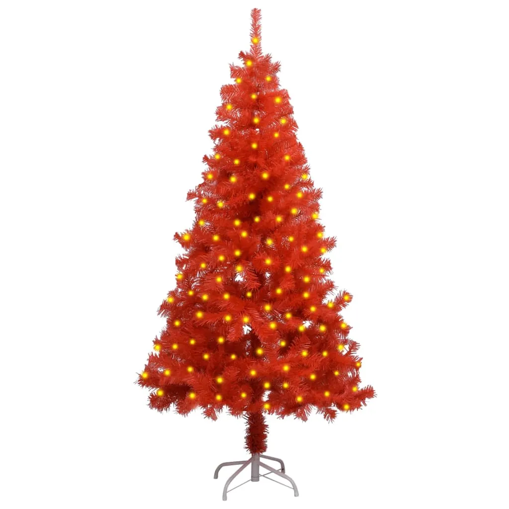 vidaXL Albero di Natale Preilluminato con Suporto Rosso 150 cm PVC