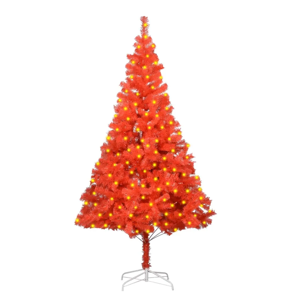 vidaXL Albero di Natale Preilluminato con Supporto Rosso 180 cm PVC