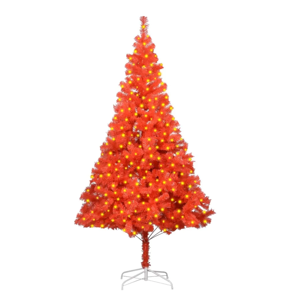 vidaXL Albero di Natale Preilluminato con Supporto Rosso 210 cm in PVC