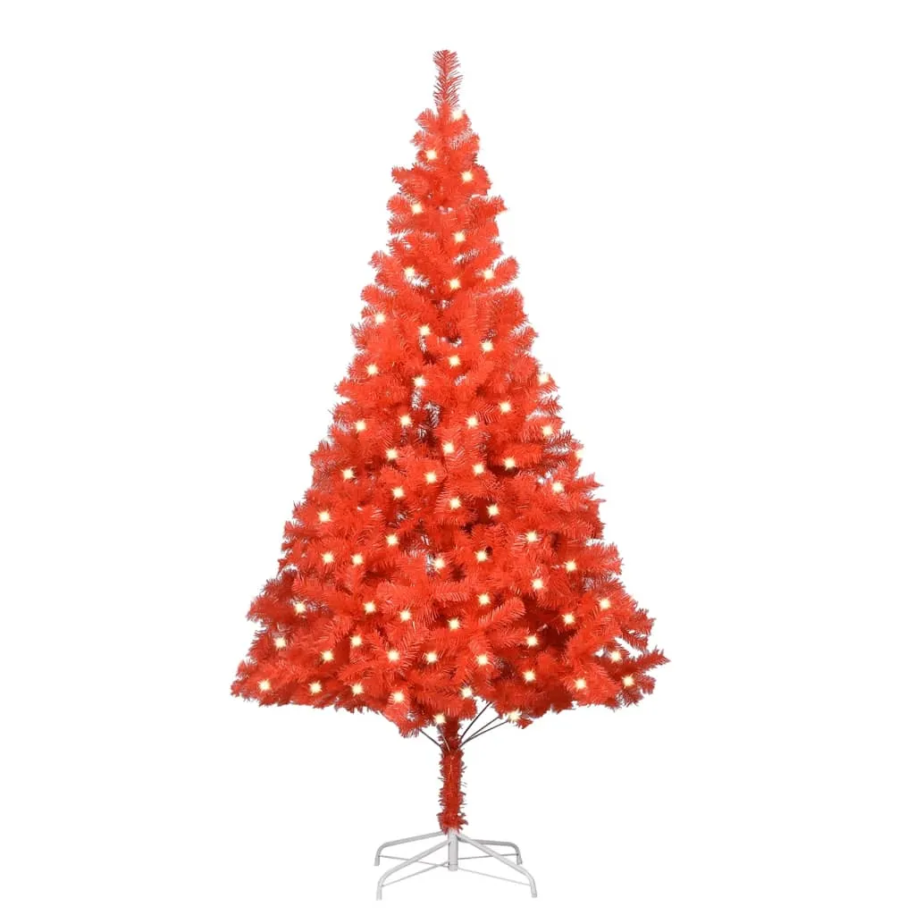 vidaXL Albero di Natale Preilluminato con Supporto Rosso 240 cm in PVC