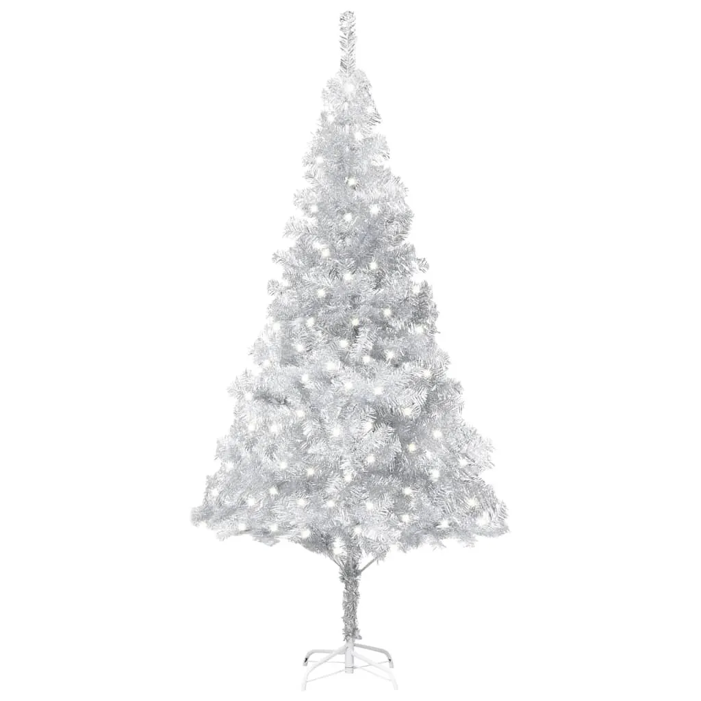 vidaXL Albero di Natale Preilluminato con Supporto Argento 240 cm PET