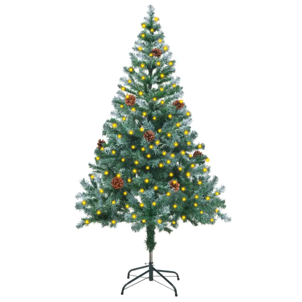 vidaXL Albero di Natale Satinato Preiluminato con Pigne 150 cm