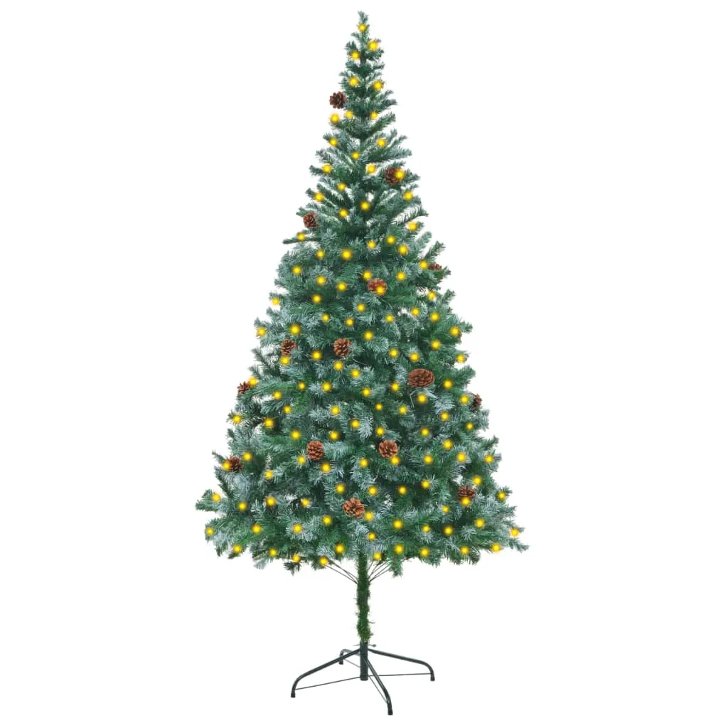 vidaXL Albero di Natale Artificiale Preilluminato con Pigne 210 cm