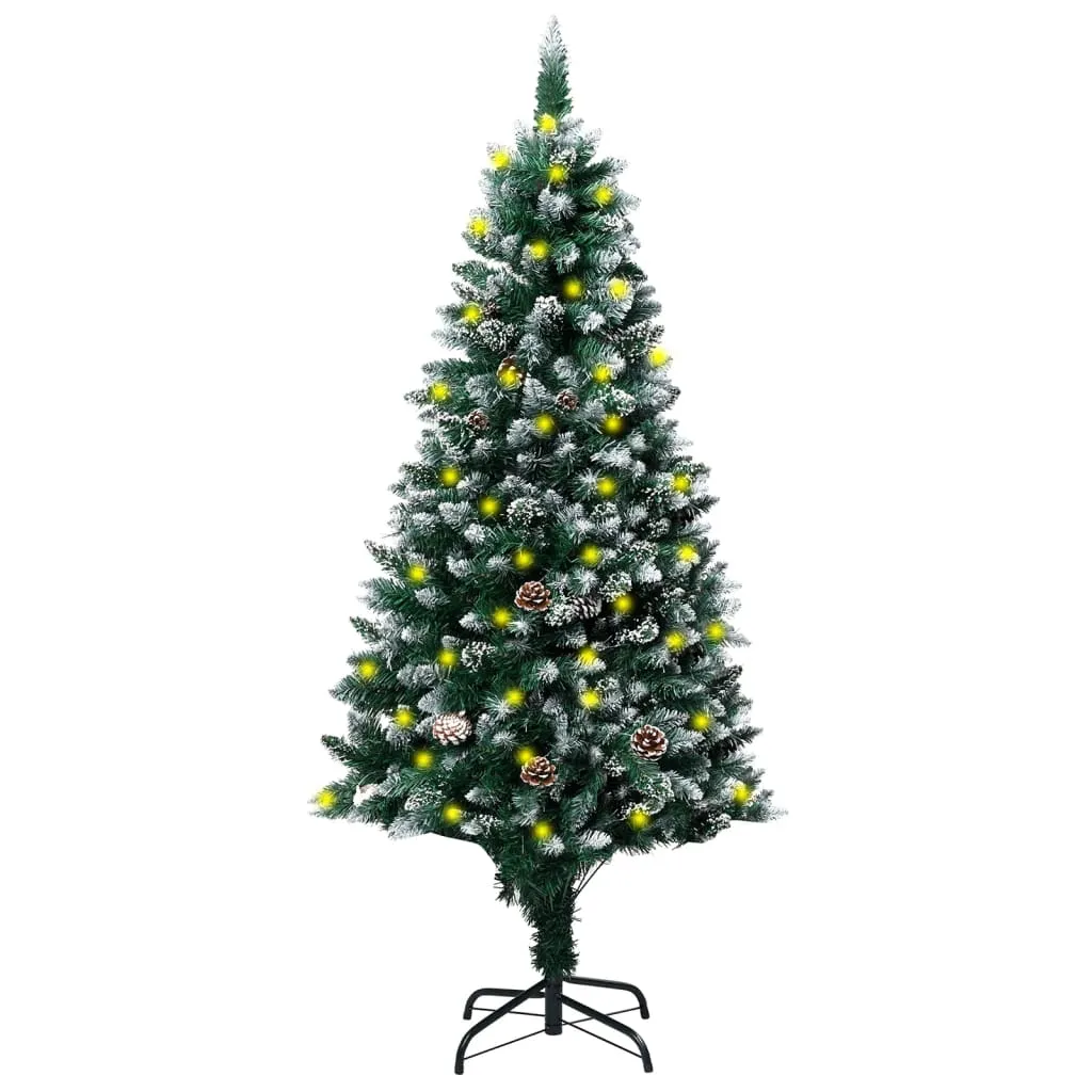 vidaXL Albero di Natale Artificiale con Luci LED Pigne e Neve 150 cm