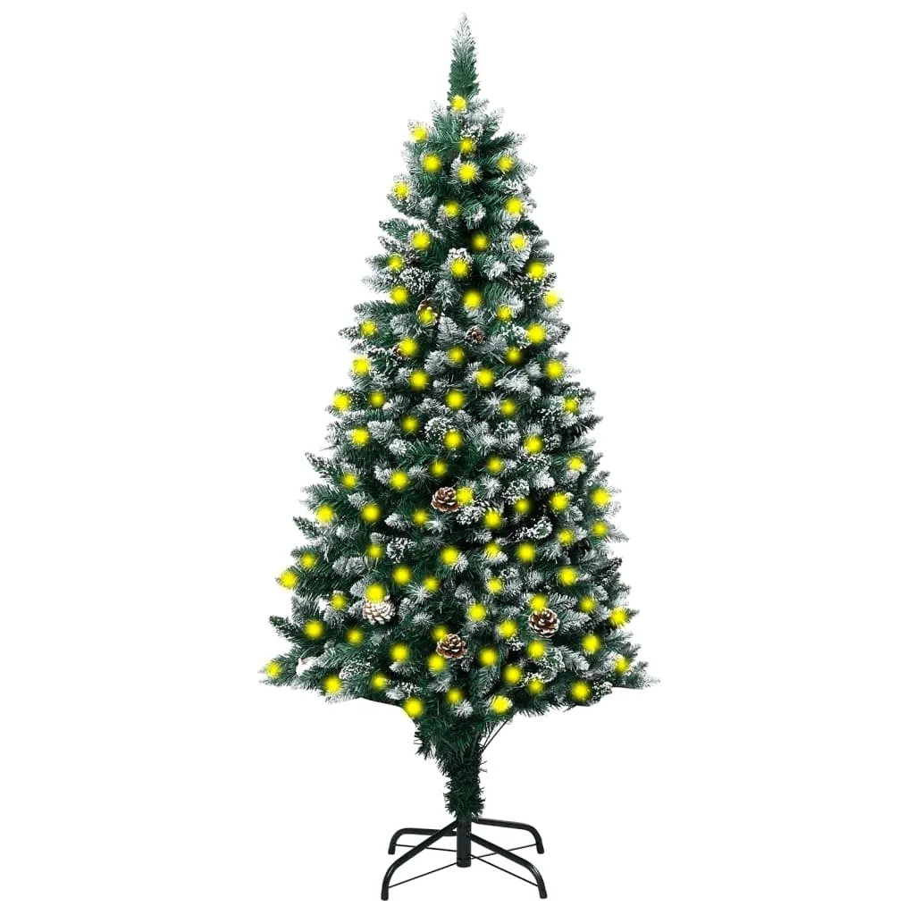 vidaXL Albero di Natale Artificiale con Luci LED Pigne e Neve 210 cm