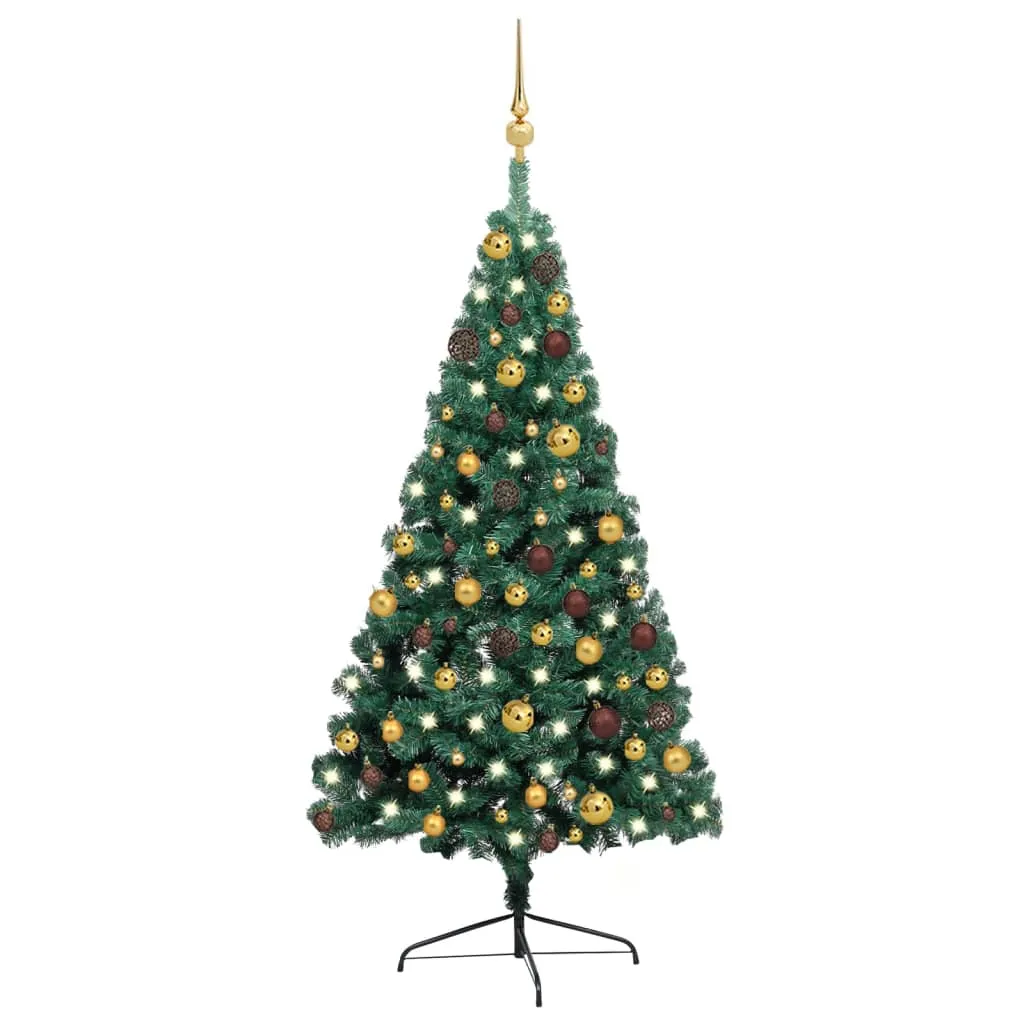 vidaXL Albero di Natale Preilluminato con Supporto Verde 120 cm PVC