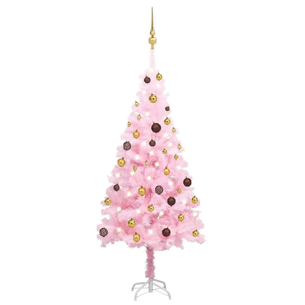 vidaXL Albero di Natale Preilluminato con Palline Rosa 150 cm PVC