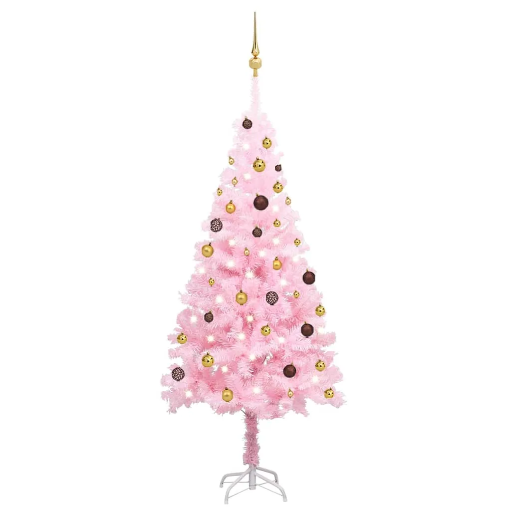 vidaXL Albero di Natale Preilluminato con Palline Rosa 180 cm PVC