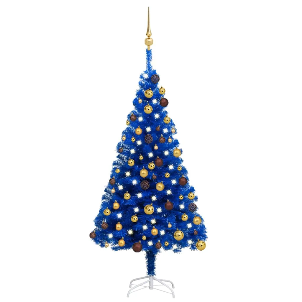 vidaXL Albero di Natale Preilluminato con Palline Blu 120 cm PVC