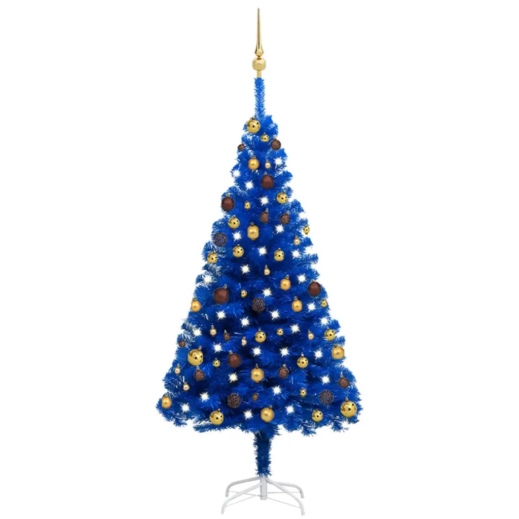 vidaXL Albero di Natale Preilluminato con Palline Blu 150 cm PVC