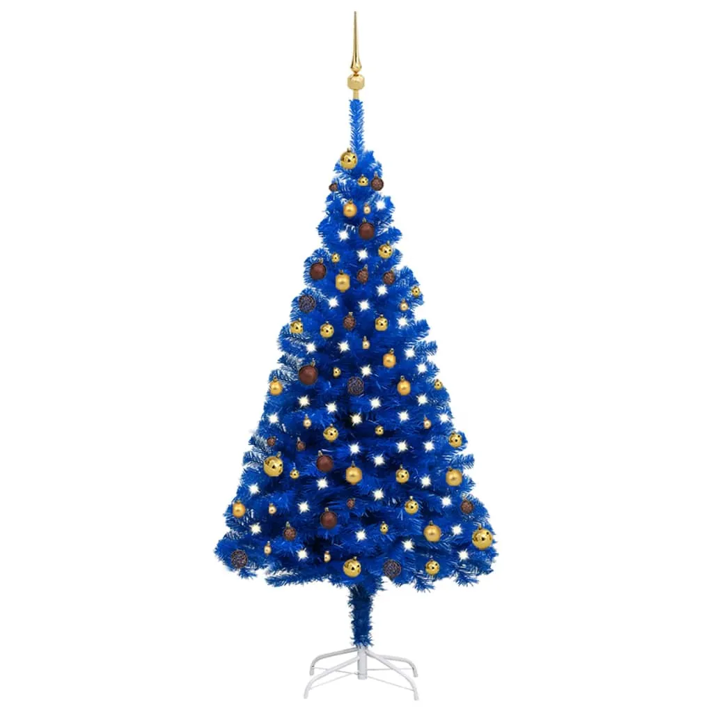 vidaXL Albero di Natale Preilluminato con Palline Blu 180 cm PVC