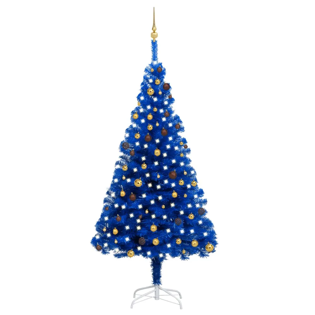 vidaXL Albero di Natale Preilluminato con Palline Blu 240 cm PVC