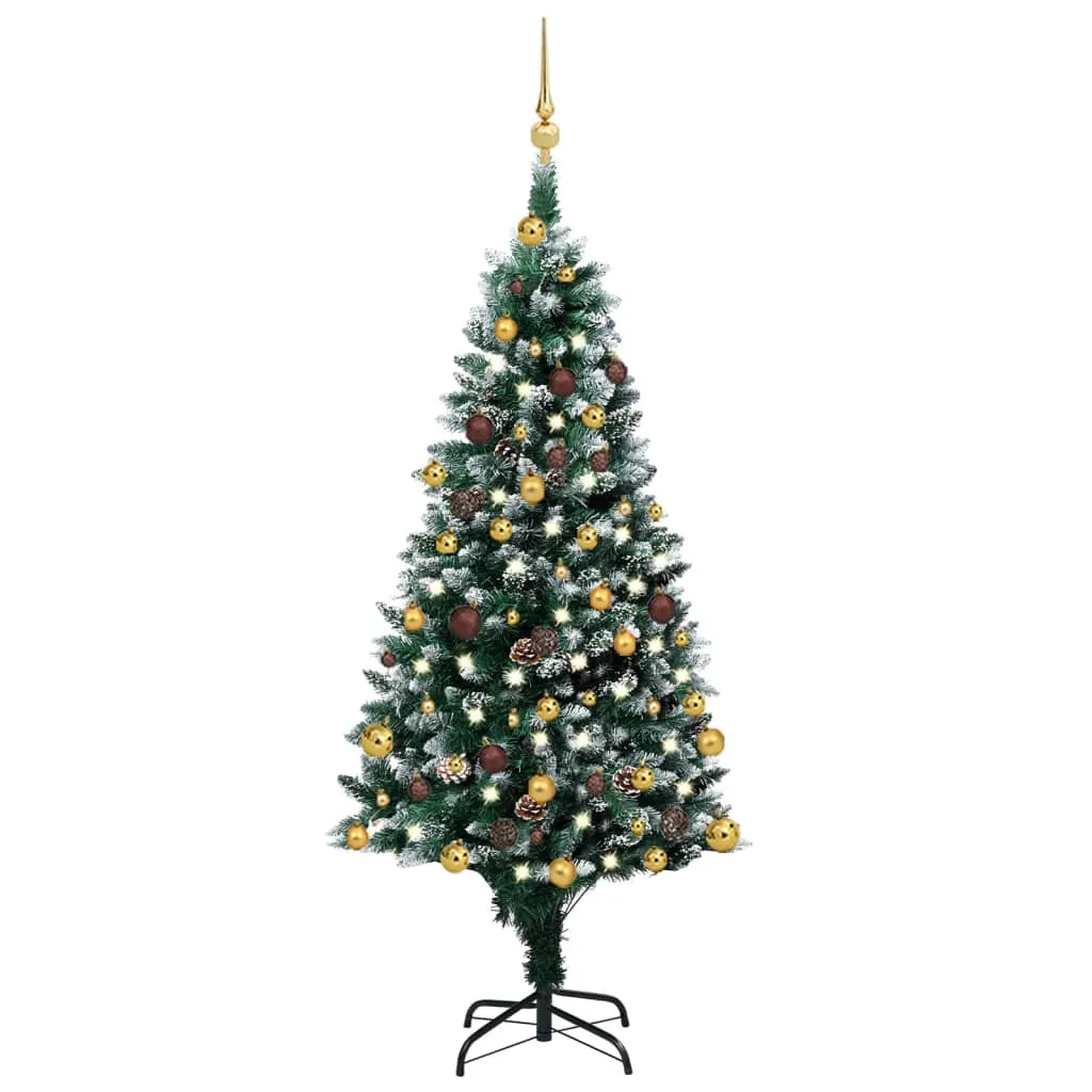 vidaXL Albero di Natale Preilluminato con Palline e Pigne 150 cm