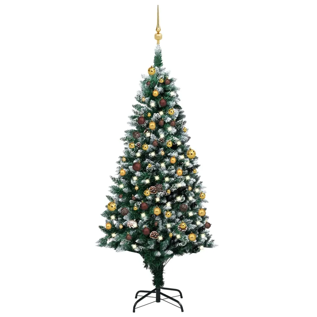 vidaXL Albero di Natale Preilluminato con Palline e Pigne 180 cm