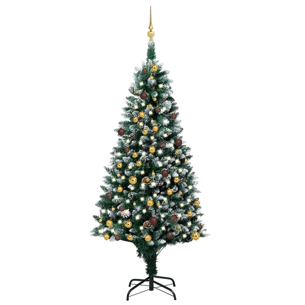 vidaXL Albero di Natale Preilluminato con Palline e Pigne 210 cm