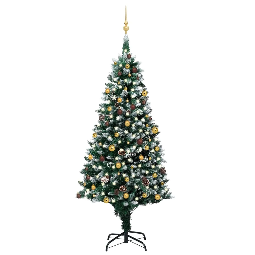 vidaXL Albero di Natale Preilluminato con Palline e Pigne 240 cm