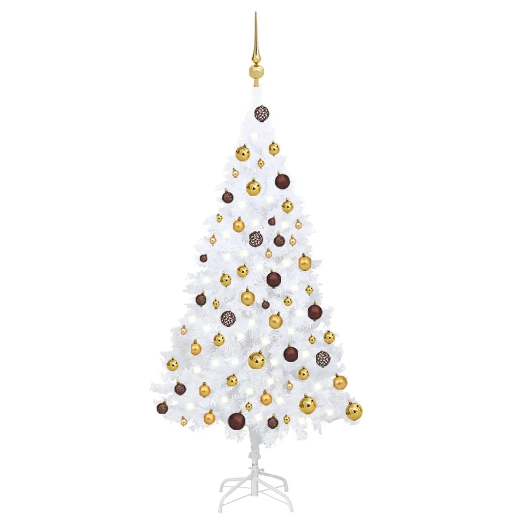 vidaXL Albero di Natale Preilluminato con Palline Bianco 120 cm PVC