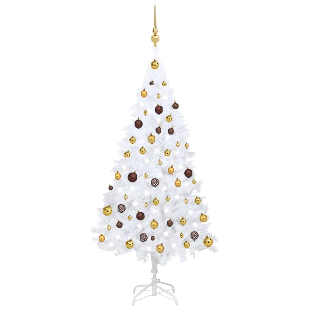 vidaXL Albero di Natale Preilluminato con Palline Bianco 150 cm PVC