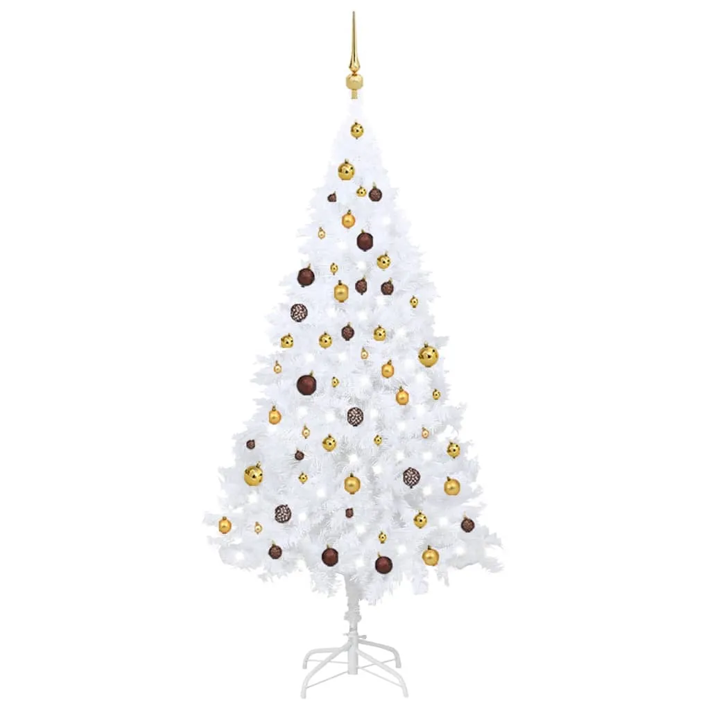 vidaXL Albero di Natale Preilluminato con Palline Bianco 180 cm PVC