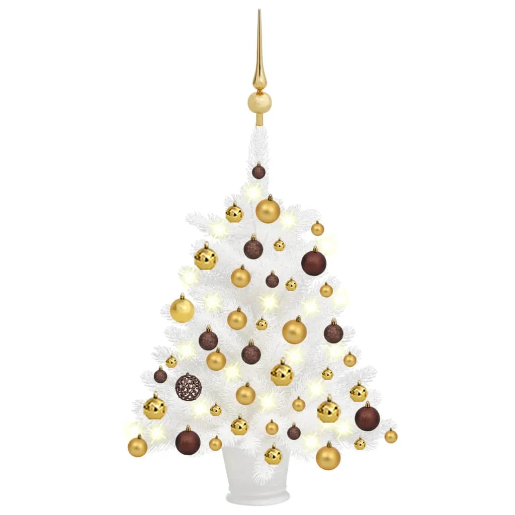 vidaXL Albero di Natale Preilluminato con Palline Bianco 65 cm