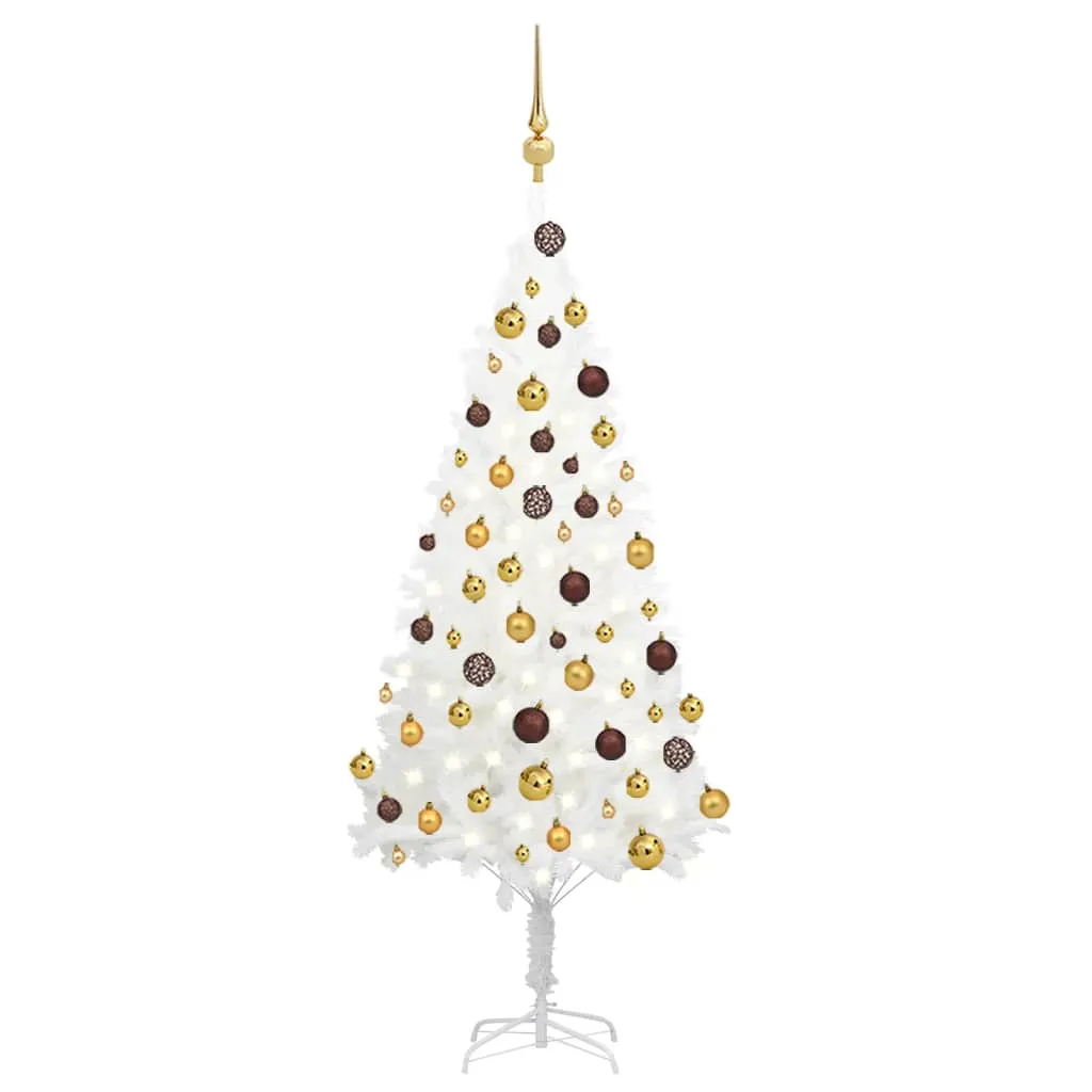 vidaXL Albero di Natale Preilluminato con Palline Bianco 120 cm