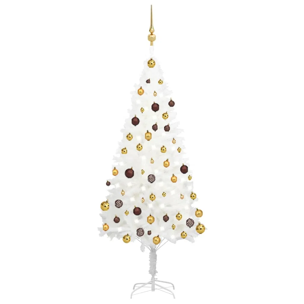 vidaXL Albero di Natale Preilluminato con Palline Bianco 150 cm