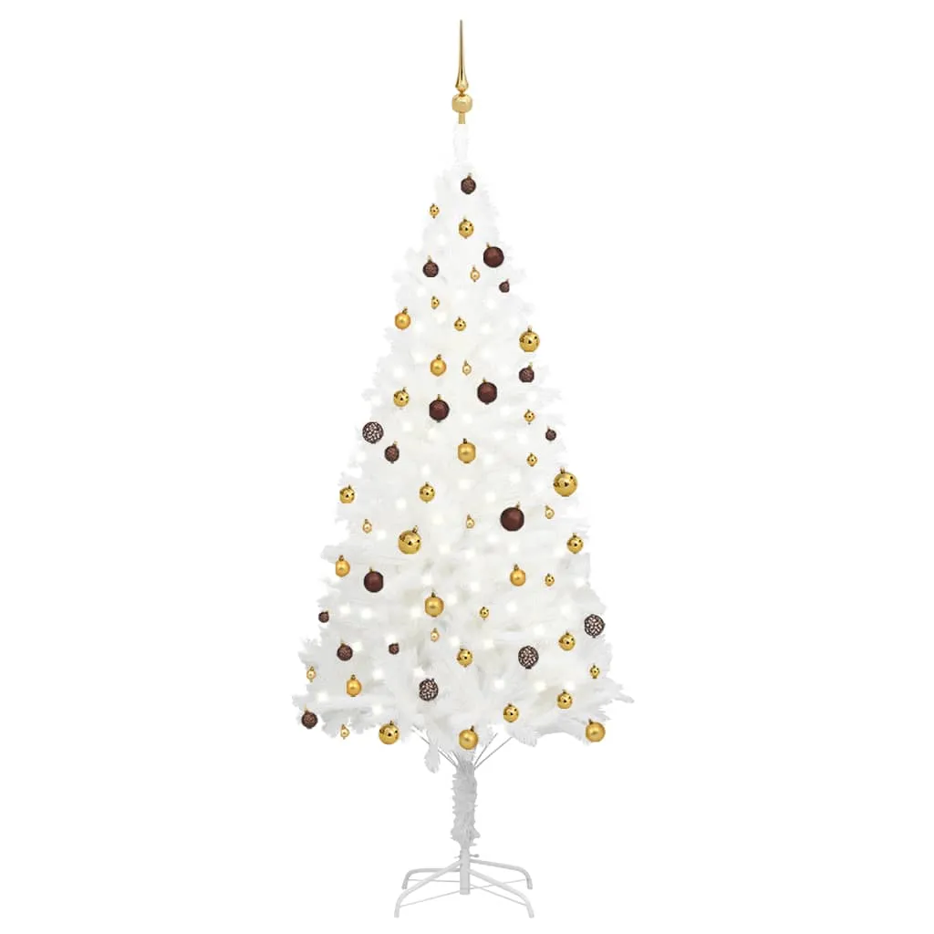 vidaXL Albero di Natale Preilluminato con Palline Bianco 240 cm PVC