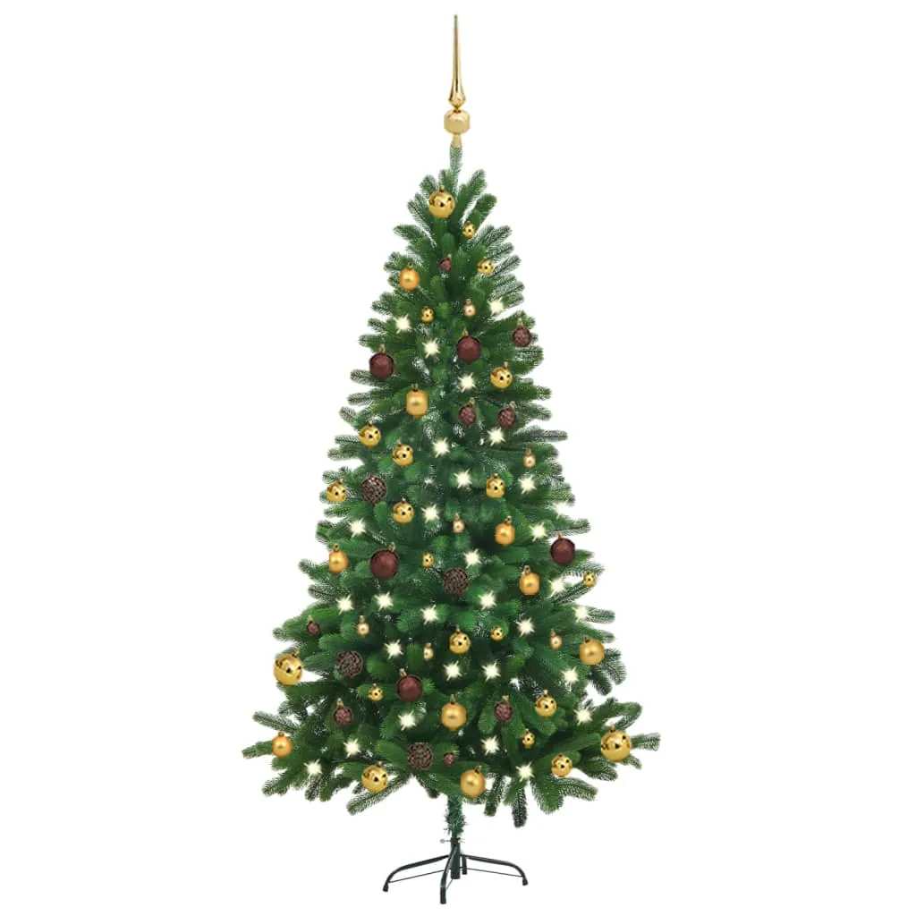 vidaXL Albero di Natale Preilluminato con Palline Verde 150 cm