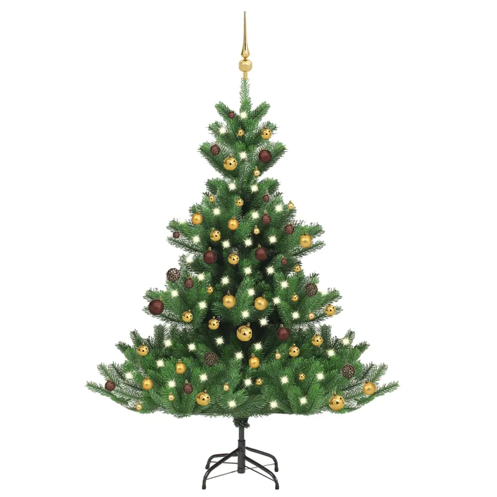 vidaXL Albero Natale Artificiale Abete Nordmann LED Palline Verde120cm