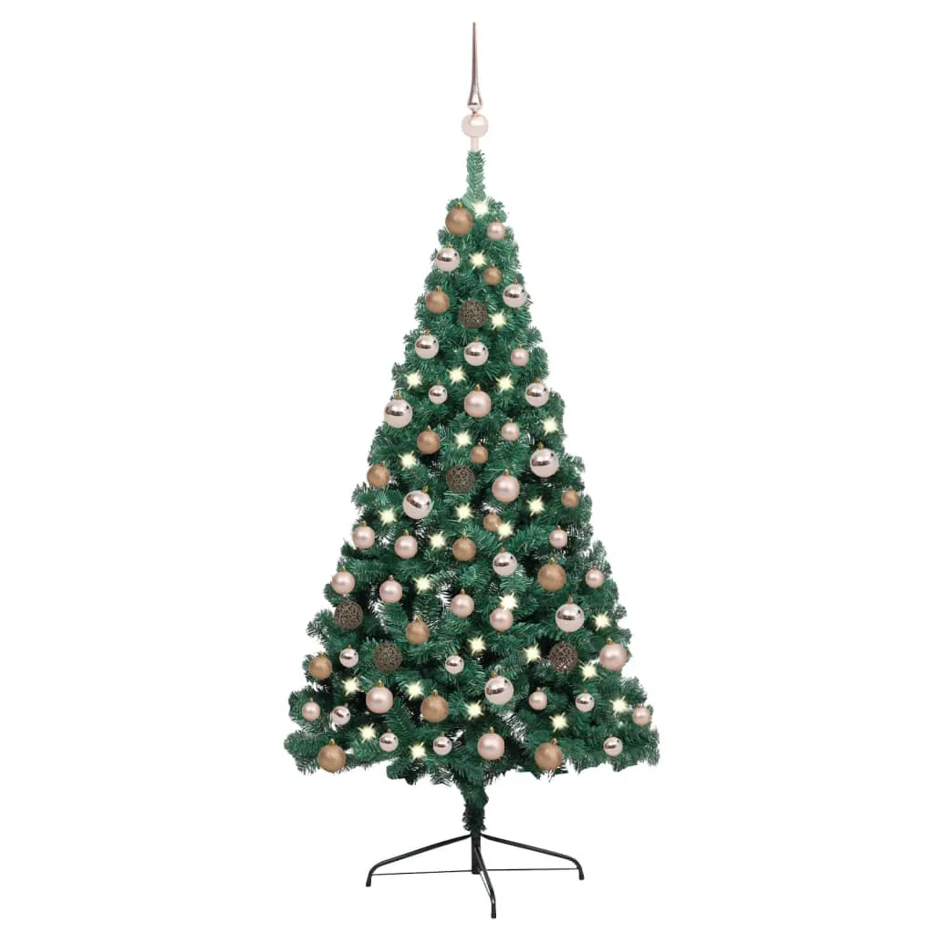 vidaXL Albero di Natale Preilluminato con Supporto Verde 120 cm PVC