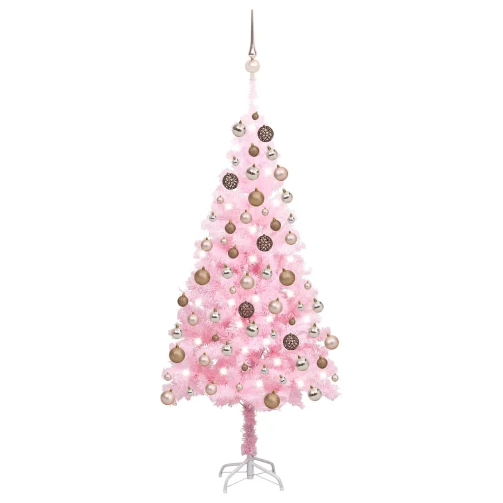 vidaXL Albero di Natale Preilluminato con Palline Rosa 150 cm PVC