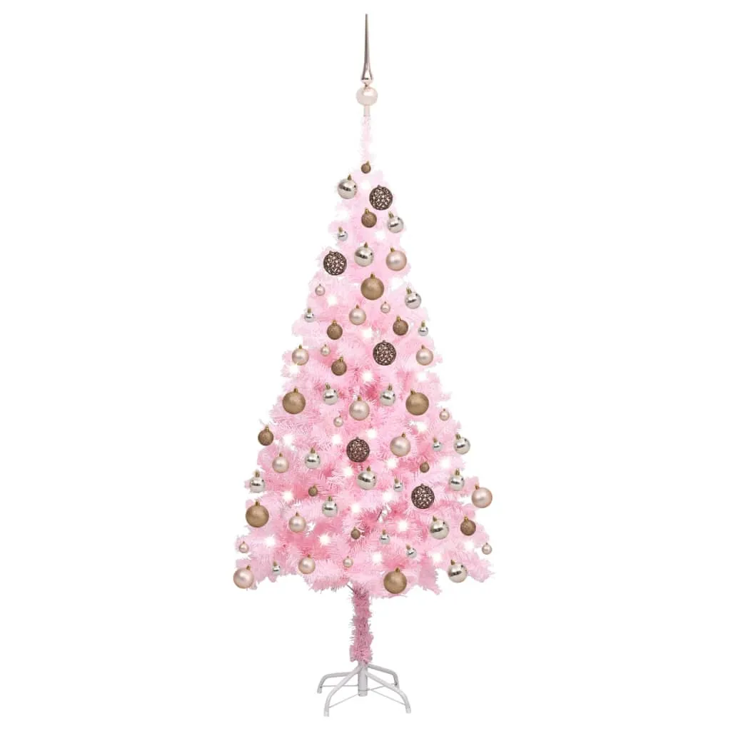 vidaXL Albero di Natale Preilluminato con Palline Rosa 180 cm PVC