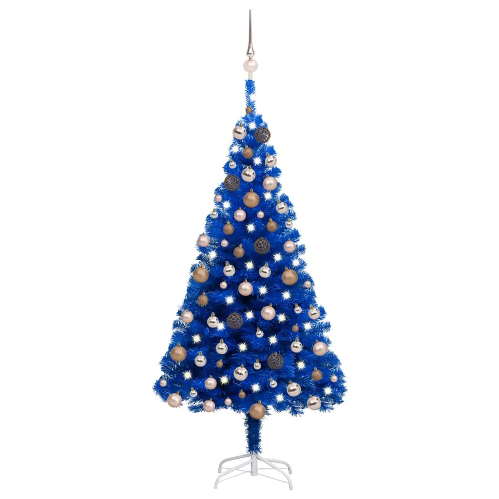 vidaXL Albero di Natale Preilluminato con Palline Blu 120 cm PVC