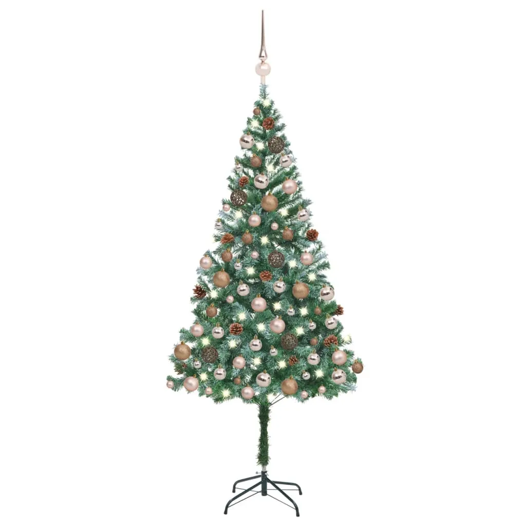 vidaXL Albero di Natale Preilluminato con Palline e Pigne 180 cm