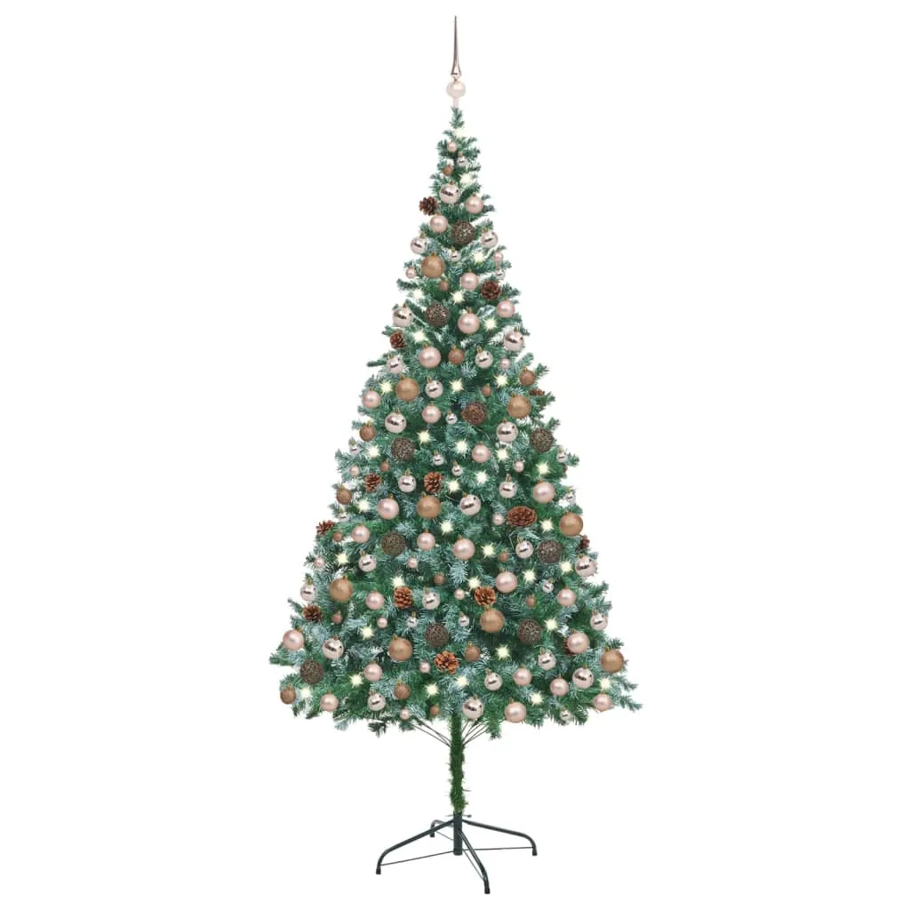 vidaXL Albero di Natale Preilluminato con Palline e Pigne 210 cm