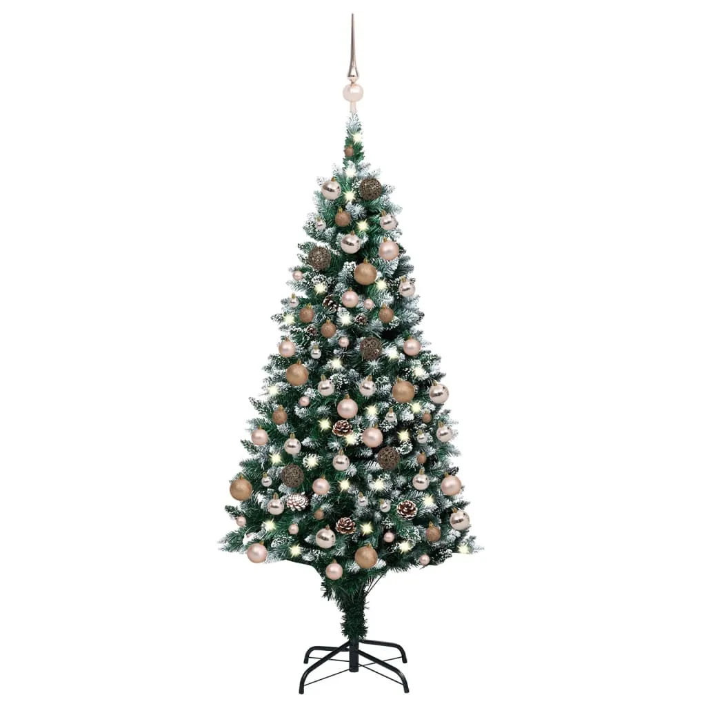 vidaXL Albero di Natale Preilluminato con Palline e Pigne 150 cm