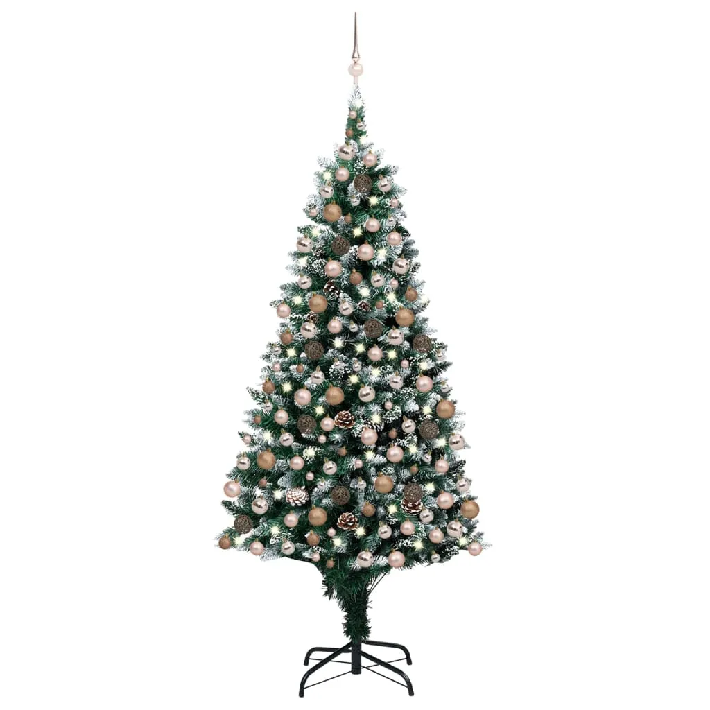 vidaXL Albero di Natale Preilluminato con Palline e Pigne 210 cm